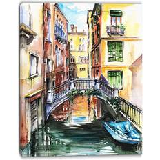 Wall Decorations Design Art Venice Canal Meeting Bridge Cityscape Canvas Art Print Wall Decor 16x32"