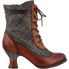 Multicolored - Women Lace Boots Spring Step Bewitch - Medium Brown