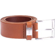 Hugo Boss Italian-Leather Belt with Branded Metal Trim - Brown