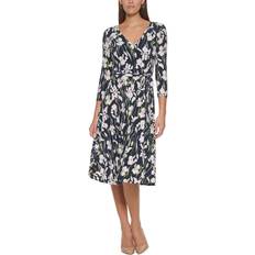 Tommy Hilfiger Floral-Print Midi Dress - Sky Captain/Ballerina Pink