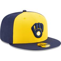Blue - Men Accessories New Era Milwaukee Brewers Alternate Authentic Collection On-Field 59Fifty Fitted Hat Men - Navy/Yellow