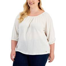 Tommy Hilfiger 3/4-Sleeve Top Plus Size - Ivory