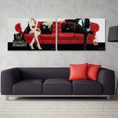 Glass Wall Decor Empire Art Direct Lady & Gentleman Glass Wall Art Wall Decor 48x32"