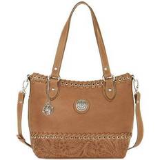 American West 6315849 Harvest Moon Convertible Zip Top Bucket Tote Golden Tan