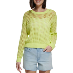 Calvin Klein Knitted Sweaters - Women Calvin Klein Open Stitch Sweater - Lemon Drop