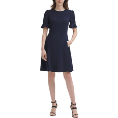 DKNY Flounce Fit & Flare Dress - Midnight