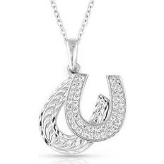 Montana Silversmiths Country Charm Horseshoe Necklace - Silver/Transparent