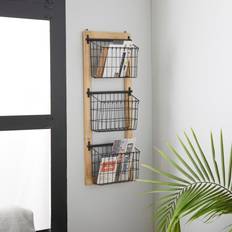 Black Newspaper Racks Deco 79 9th Pike(R) 3-Tier Rectangular Hanging Wall Rack Black