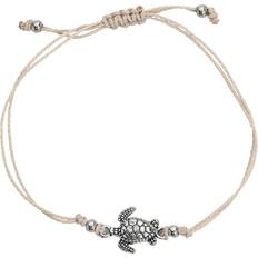 Damen - Edelstahl Fußkettchen Turtle Anklet - Beige/Silver