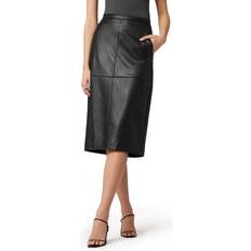 Doreen Cross Seamed Faux Leather Skirt Jet