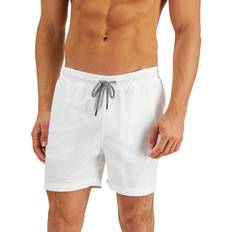 INC International Concepts Solid 5" Swim Trunks - White Pure