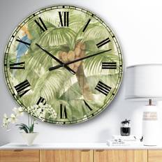 Design Art Tropical Canopy 1 Green Traditional Large Wall Clock Wall Clock 23"