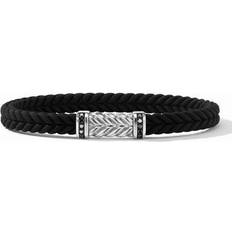 David Yurman Chevron Rubber Bracelet - Black/Silver/Diamonds