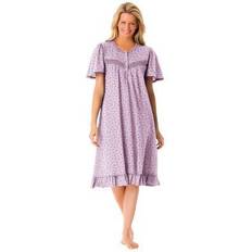 Dresses Plus Women's Short Floral Print Cotton Gown by Dreams & Co. in Bouquet (Size L) Pajamas