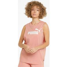 Puma Essentials Logo Cut Off Women's Tank Top Shirt, White, Medium, Clothing