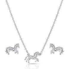 Montana Silversmiths All The Pretty Horses Necklace and Earrings Set - Silver/Transparent