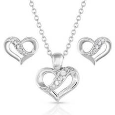 Montana Silversmiths Ribbon Round My Heart Jewelry Set - Silver/Transparent