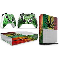 Bundle Decal Stickers giZmoZ n gadgetZ Xbox One X Console Skin Decal Sticker + 2 Controller Skins - Weed