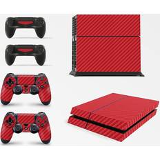 giZmoZ n gadgetZ PS4 Console Skin Decal Sticker + 2 Controller Skins - Carbon Red