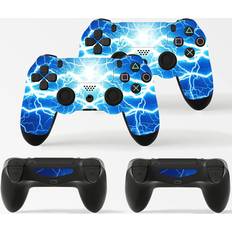 Protection & Storage giZmoZ n gadgetZ PS4 2 x Controller Skins Full Wrap Vinyl Sticker - Electric Blue Storm