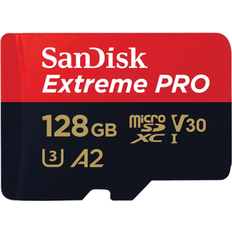 SanDisk 128 GB - microSDXC Minnekort SanDisk Extreme Pro microSDXC Class 10 UHS-I U3 V30 A2 200/90MB/s 128GB