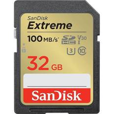 32 GB - SDHC Minnekort SanDisk Extreme SDHC Class 10 UHS-I U3 V30 100/60 MB/s 32GB