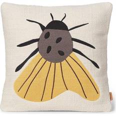 Beige Puter Ferm Living Forest Embroidered Cushion Moth