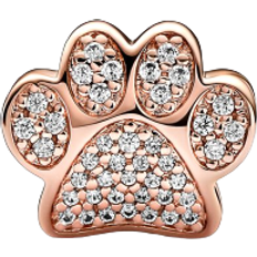 Pandora Sparkling Paw Print Charm - Rose Gold/Transparent