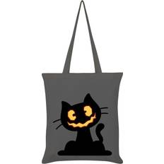 Grindstore Pumpkin Kitten Tote Bag - Grey