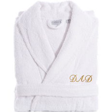 Linum Home Textiles Dad Terry Bathrobe - White/Gold