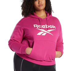 Reebok Women Identity Logo Fleece Pullover Hoodie Plus Size - Semi Proud Pink