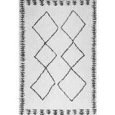 Jonathan Y Calvia Moroccan Diamond Shag White, Black 93x120"