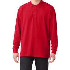 Dickies Adult Size Piqué Long Sleeve Polo - Apple Red