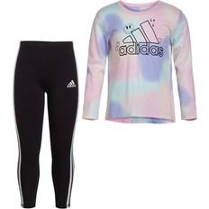 Adidas Girl's Long Sleeve Gradient Swing T-shirt & Tights Set - Pink/Multicolor