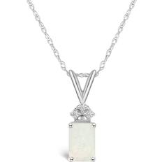 Macy's Celebration Gems Pendant Necklace - Silver/Opal/Diamonds