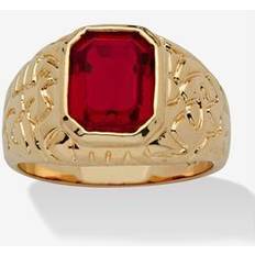 Men Rings Men Emerald-Cut Simulated Ruby Nugget-Style Ring 2.75 TCW Gold-Plated