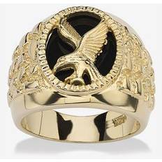 Men Rings Men Oval-Shaped Genuine Onyx 14k over Sterling Nugget-Style Eagle Ring