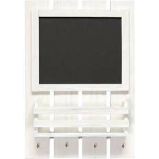 Storage Boxes Elegant Designs White Wash Chalkboard Sign with Key Holder Hooks and Mail Storage Storage Box