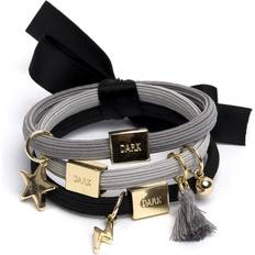 Dark Hair Ties With Charms Combo Blacks/Gold st