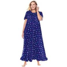 Robes Plus Women's Long Floral Print Cotton Gown by Dreams & Co. in Evening Flowers (Size 6X) Pajamas