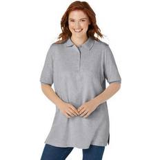 Polo Shirts Woman Within Plus Women's Elbow-Sleeve Polo Shirt in (Size 1X)