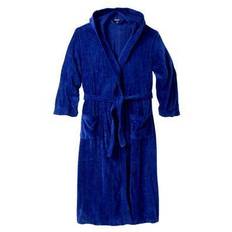 Blue - Men Robes Men's Big & Tall Terry Velour Hooded Maxi Robe by KingSize in Midnight (Size 4XL/5XL)