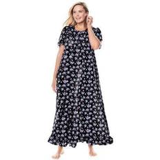 Robes Plus Women's Long Floral Print Cotton Gown by Dreams & Co. in Bouquet (Size 1X) Pajamas