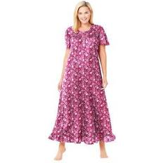Robes Plus Women's Long Floral Print Cotton Gown by Dreams & Co. in Strawberry Roses (Size 4X) Pajamas