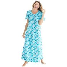 Robes Plus Women's Long Floral Print Cotton Gown by Dreams & Co. in Caribbean Roses (Size 2X) Pajamas