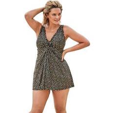 Women Swimwear Plus Women's Twist-Front Swim Dress by Swim 365 in Foil Dots (Size 24) Swimsuit Cover Up