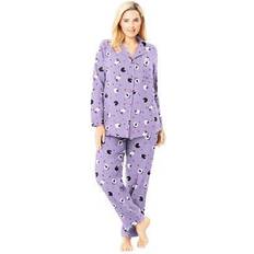 Women Pajamas Plus Women's Classic Flannel Pajama Set by Dreams & Co. in Soft Iris Sheep (Size 38/40) Pajamas