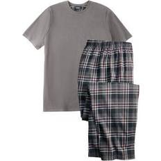 Blue - Men Sleepwear Men's Big & Tall Jersey Knit Plaid Pajama Set by KingSize in Heather (Size 4XL) Pajamas