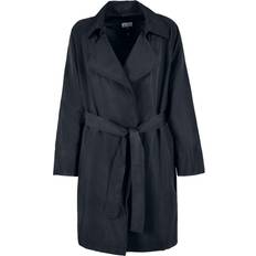 Urban Classics Crinkle Nylon Minimal Trench Coat - Black