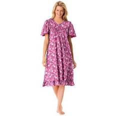 Underwear Plus Women's Short Floral Print Cotton Gown by Dreams & Co. in Strawberry Roses (Size 4X) Pajamas